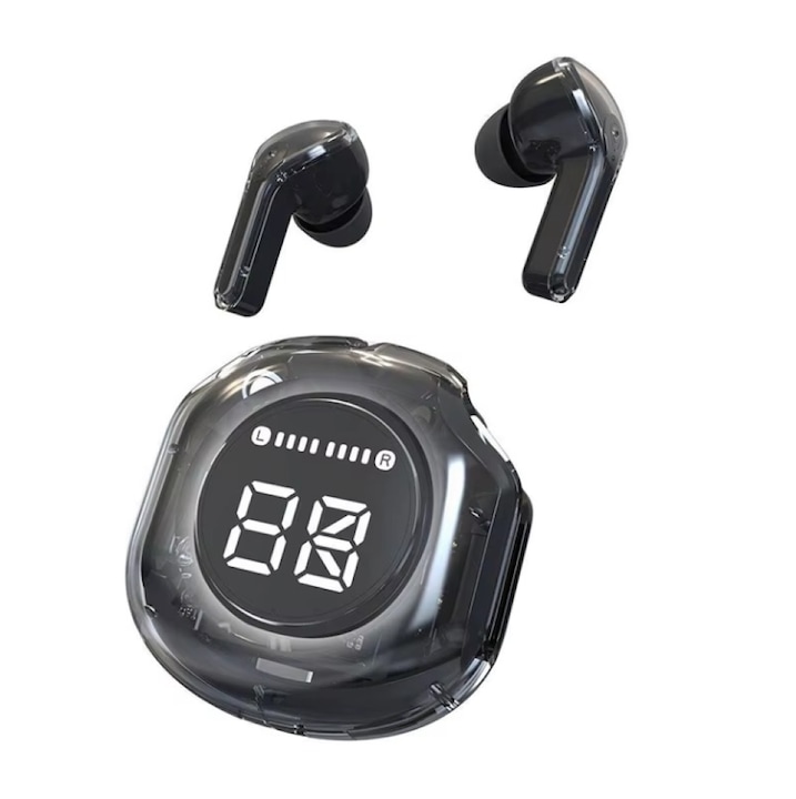Casti Wireless AIR39 TWS, Bluetooth 5.3, ANC/ENC, Hi-Fi, IPX7, Afisaj Digital, Pana la 20h Autonomie, Gaming, Bass Boost-Negru