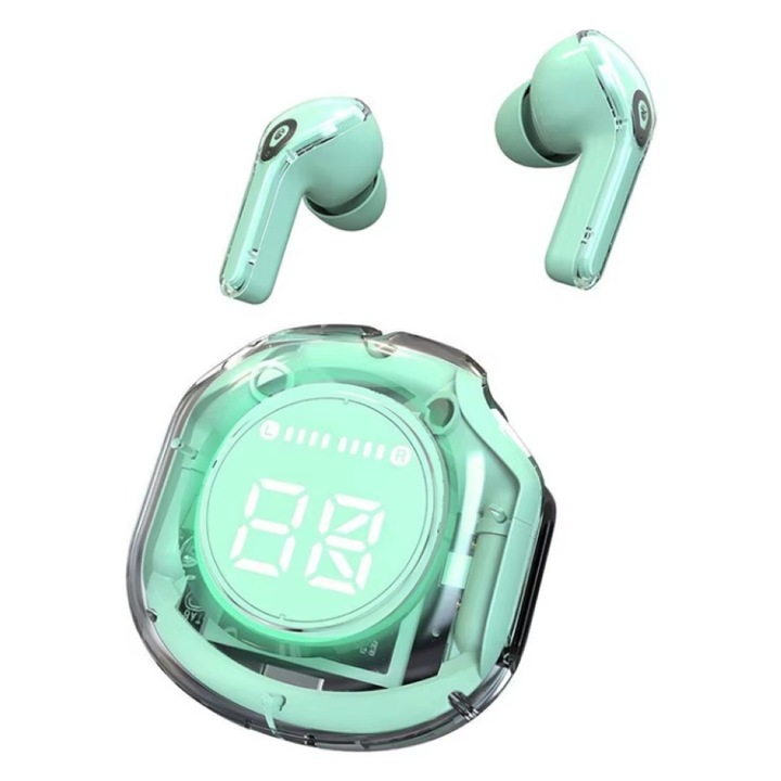 Casti Wireless AIR39 TWS, Bluetooth 5.3, ANC/ENC, Hi-Fi, IPX7, Afisaj Digital, Pana la 20h Autonomie, Gaming, Bass Boost-verde