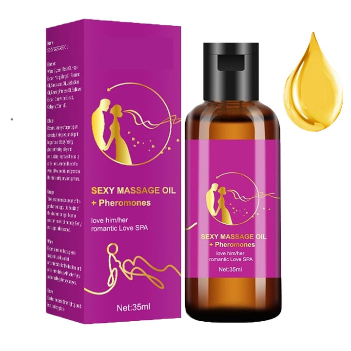Ulei de masaj pentru cupluri, AjieQaQ, ulei esential cu feromoni naturali, ulei romantic, masaj corporal, relaxare, creste atractia, gel de masaj, ulei esential, cadou intim, set SPA, pentru el si ea,35ml