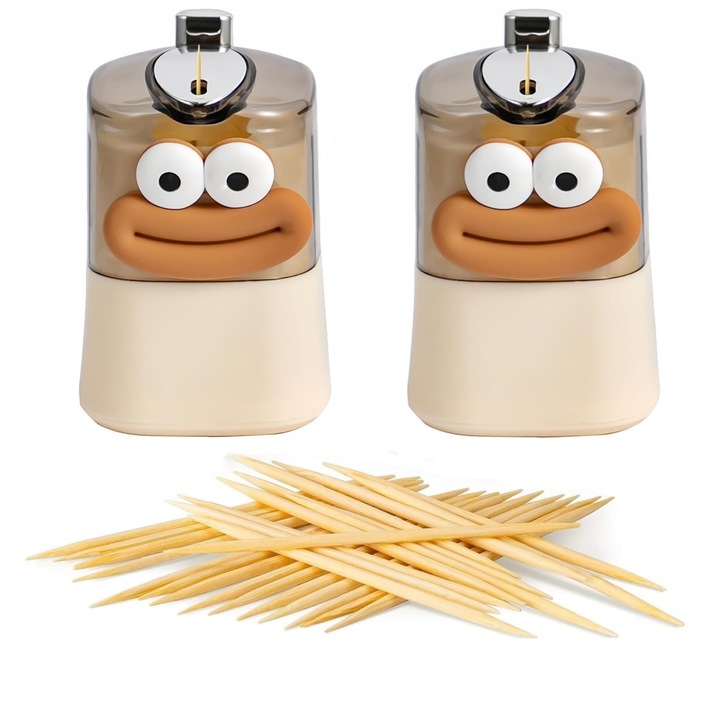 Set 2 Dispenser automat pentru scobitori, Forma gurii mari de desene animate, Aduceti 2 pachete de scobitori Vanaxalife®