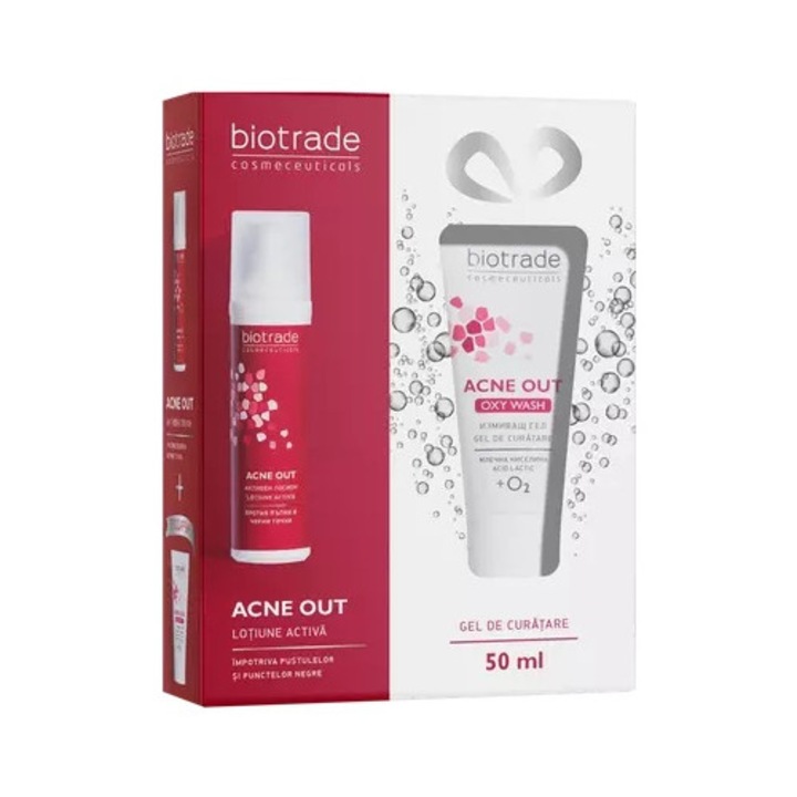 Активен лосион против акне 60 мл + почистващ гел Oxy Wash 50 мл, Biotrade