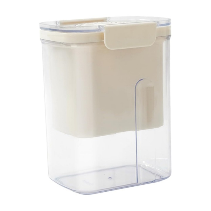 Комплект преса за сирене, многократна употреба, лесна за използване, филтър за кисело мляко, цедка с фина мрежа, със система за оттичане на водата, тава за отцеждане, 13.4*112*17.7cm, Vanaxalife®, Бял