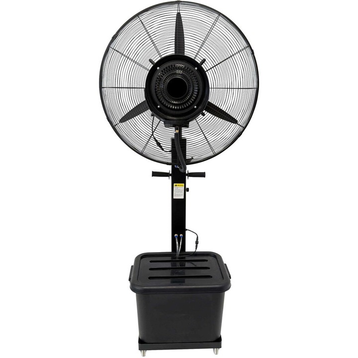 Ventilator terasa VORTEX VO4260 cu Pulverizare Apă, Ø71cm, 3 Trepte de Viteză, 230W, Funcție Răcire și Umidificare, Rezervor Integrat, Oscilație Automată, Negru