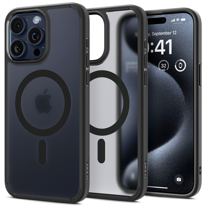 Spigen Ultra Hybrid MagSafe iPhone 15 Pro Max tok – Fagyfekete