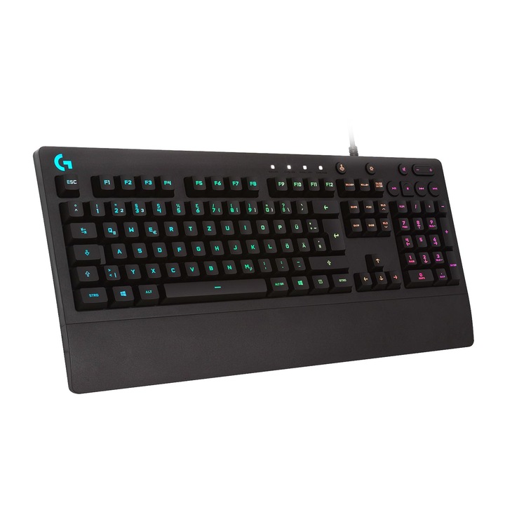 Tastatură gaming Logitech G213 Prodigy, iluminare RGB, comenzi multimedia, multicolor