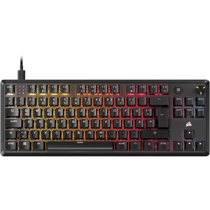Tastatură mecanică Corsair K70 CORE TKL Gaming, comutatoare liniare, neagră, 36, 6x13, 5x3, 94cm
