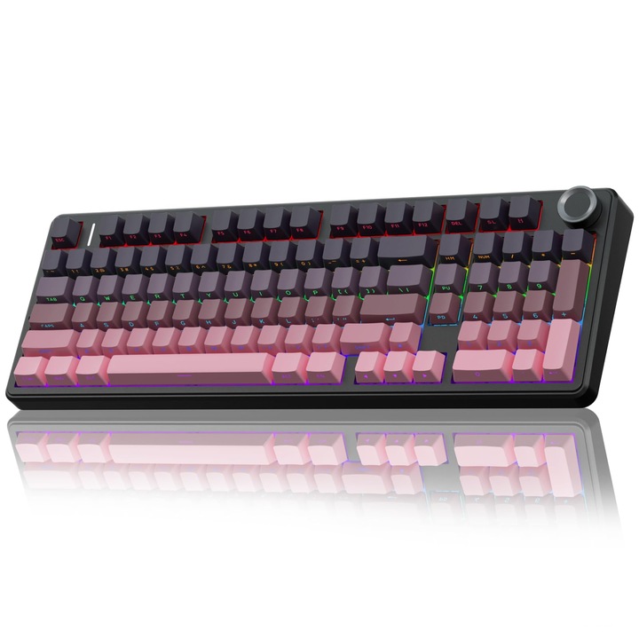 Механична геймърска клавиатура, AULA F99 Pro, безжична, RGB, многоцветна