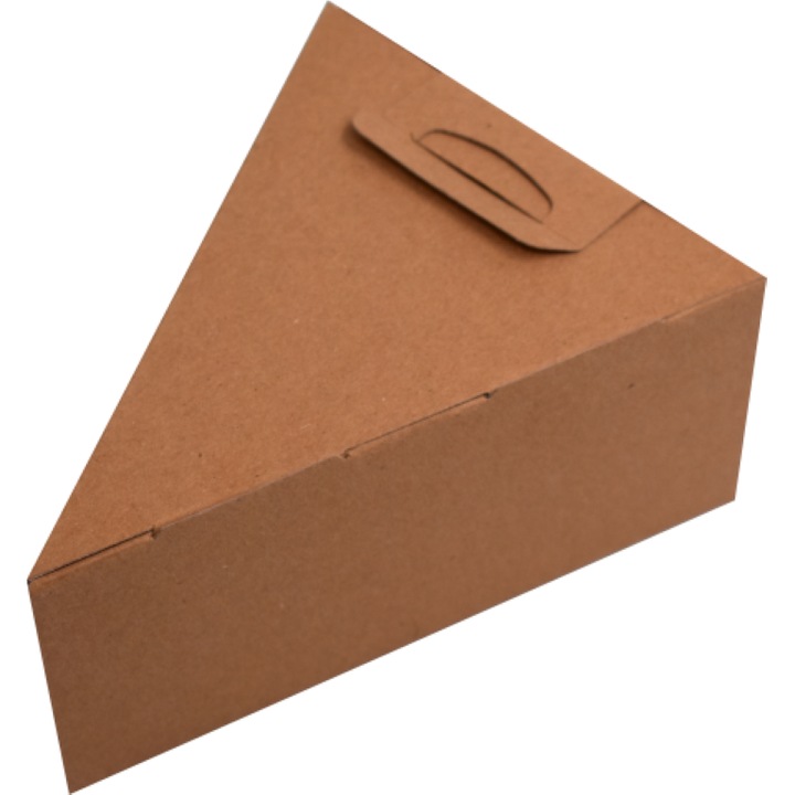 Set 100 buc cutii natur felie tort 12x15x7.5 cm