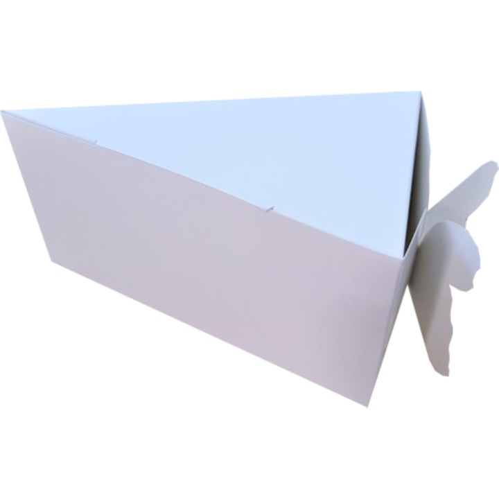 Set 100 buc cutii albe felie tort fluturas 10x15x8 cm