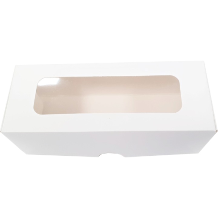 Set 100 buc cutii albe macarons cu display 15x5x4.5 cm