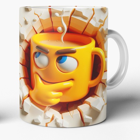 Cană cu emoji gânditor