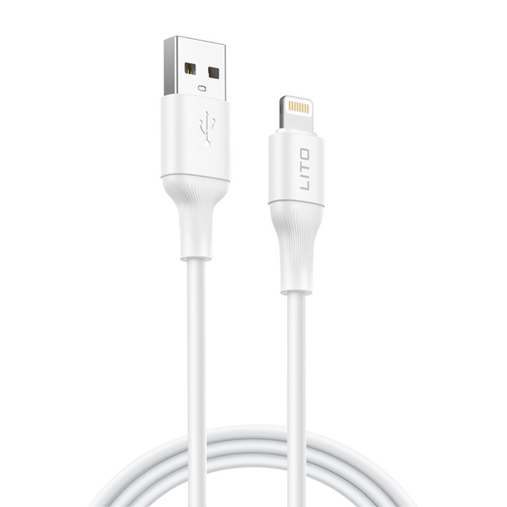 Cablu de date/incarcare Lito USB to Lightning, 2.4A, 1m, Alb
