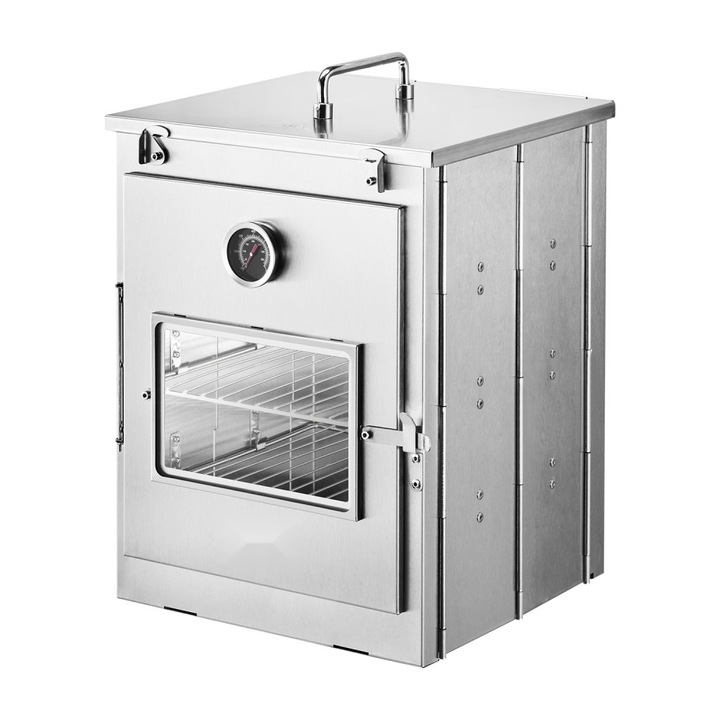 Къмпинг фурна на дърва, сгъваема, преносима, неръждаема стомана, 3 нива, вместимост 30 литра