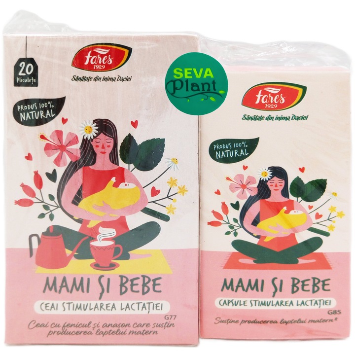 Kit Stimularea lactatiei si Calmarea colicilor "Mami & Bebe" 60 capsule + 20 plicuri, Laboratoarele Fares