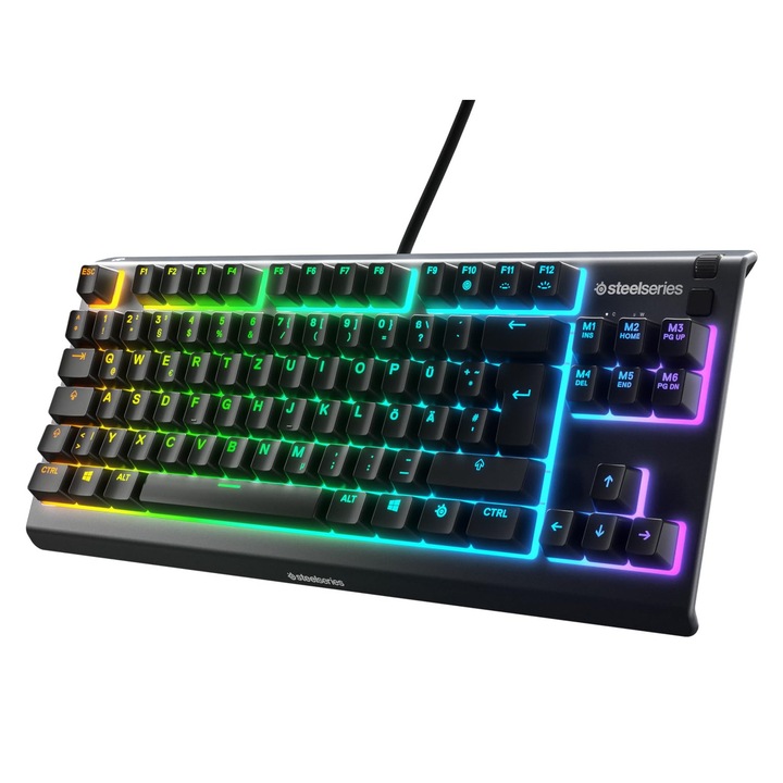 SteelSeries Apex 3 Tkl gamer billentyűzet, többszínű, kompakt Tenkeyless RGB világítással