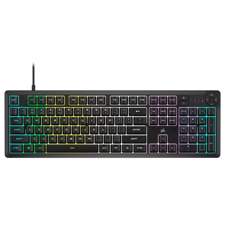 Corsair K55 Core RGB gamer billentyűzet, cseppálló, QWERTY NA, többszínű