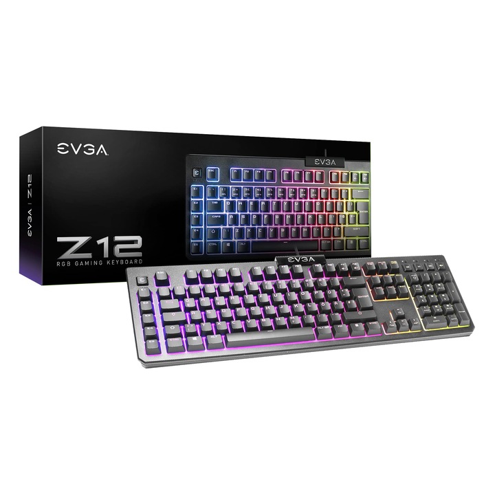 eVGA Z12 gamer billentyűzet, RGB LED világítás, 5 makró gomb, többszínű