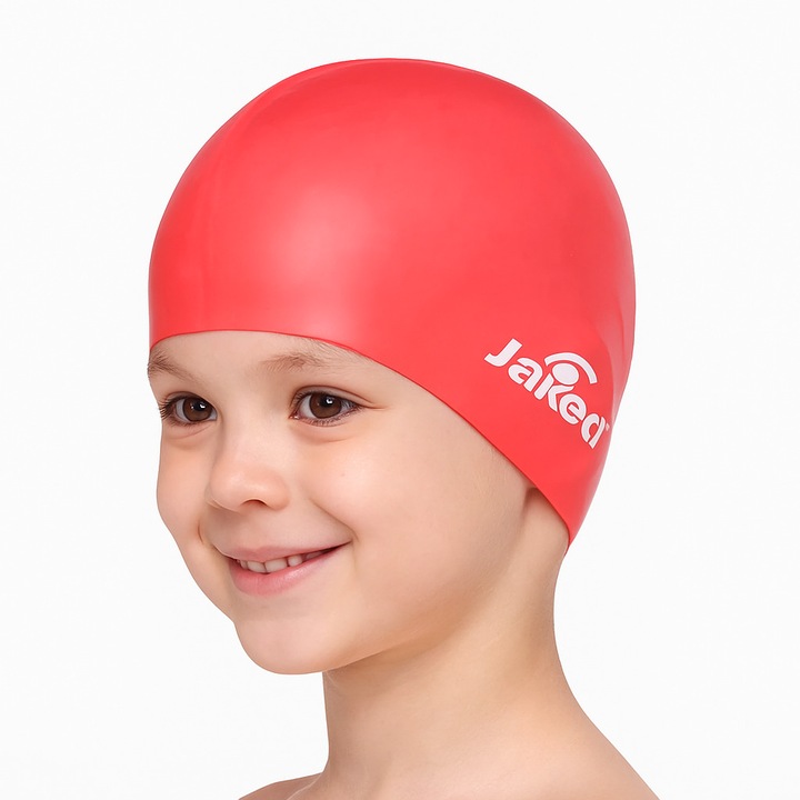 Casca de inot din silicon, copii 3-6 ani, rosu - Jaked Basic