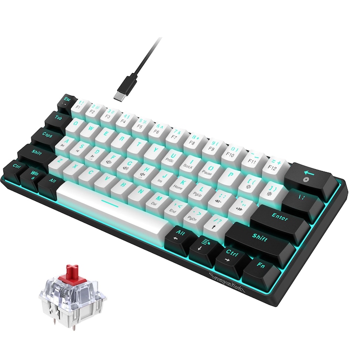 Software Gaming Led Tastatură mecanică gaming Snpurdiri 60%, 61 taste, iluminare LED ...