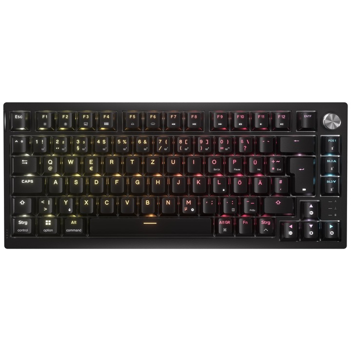 Tastatură mecanică gaming Corsair K65 Plus wireless, RGB, interschimbabilă la cald, Negru, 32x13, 6x3, 5cm