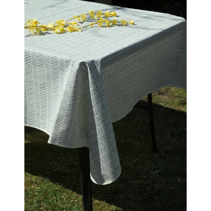 Kerti asztal, E-padló, Nizza, 130 Cm X 160 Cm, szürke, téglalap alakú, vízálló, Oeko-Tex tanúsítvánnyal, geometrikus mintával