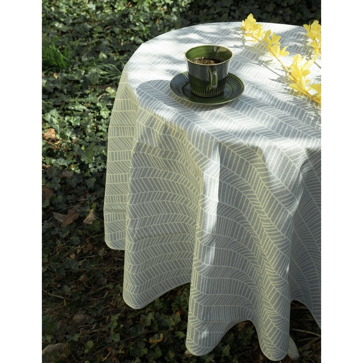 Kerti asztal, E-padló, Nizza, 160 Cm X 160 Cm, szürke, kerek, vízálló, Oeko-Tex tanúsítvánnyal, geometrikus mintával