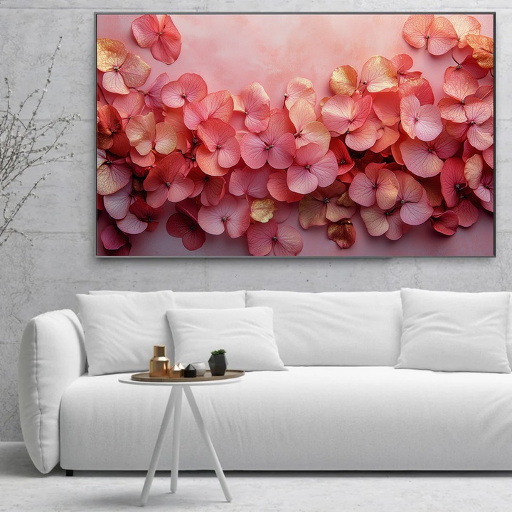 Tablou cu Flori – Atingere Roz - 50 x 70 cm, Arta Florala pe Panza Premium, Culori Vii si Detalii Fine, Decor Elegant pentru Living, Dormitor sau Hol, Cadou Delicat si Inspirational, Tablou orhidee, Sasiu din lemn, Vizio Tablouri Canvas®