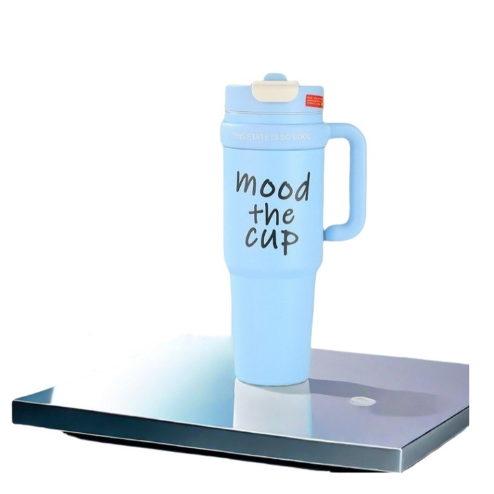 Termos 1000ml Capac special cu pai Inscriptie albastra