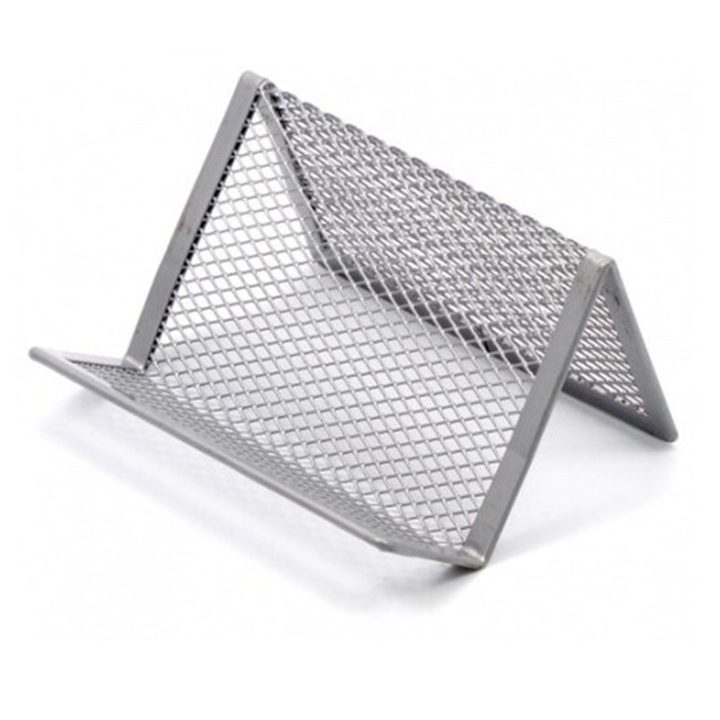 Suport Carti Vizita Birou Argintiu Mesh Fornax