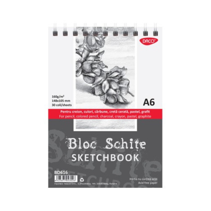 A6-os vázlatfüzet 160g 30 lap daco BD616