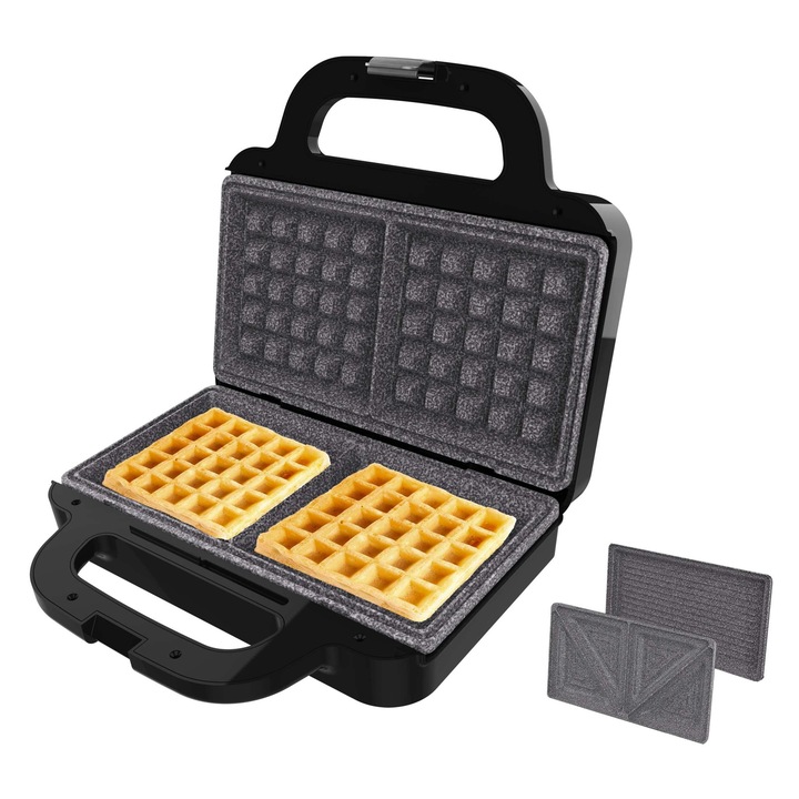 Cecotec Rock'Ntoast Deep szendvicssütő, 2 szendvics, 1000W, kivehető tányérok, fekete színű
