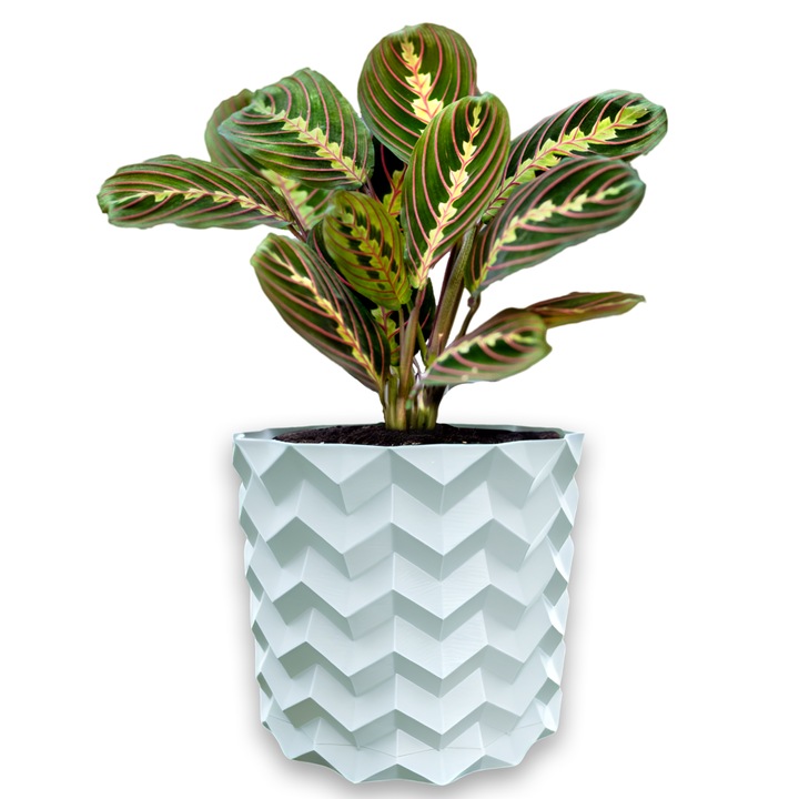 3D саксия за цветя, Pixelon, кръгла 11 x 10 см, бял цвят