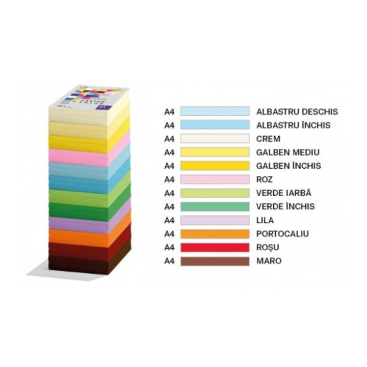 Carton color 160g/mp a4 250 coli ecada albastru deschis