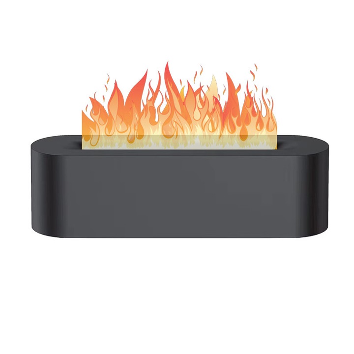 Umidificator de aer cu difuzor de aromaterapie efect de flacara NEXTLY, iluminare ambientala RGB 7 culori, schimbare automata/setare fixa culoare, temporizator 1h/3h/5h, 150ml, negru