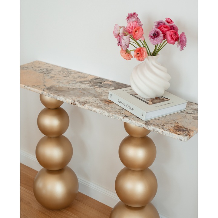 Consola lemn masiv si blat marmura