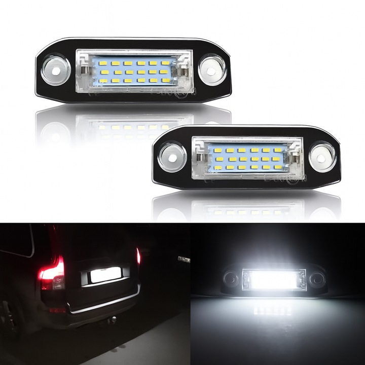 Set 2 Lampi LED Numar, AutoREY®, Compatibile Volvo C30, C70, S80, XC90, S40, V60, XC60, S60, V70, V50, XC70, Lampi LED Numar Inmatriculare, Lumina Alba 6000K, CANBUS Fara Eroare, Instalare Usoara, Plug & Play, Rezistente, Durabile