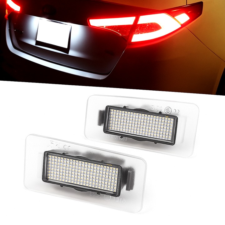 Set 2 Lampi LED Numar, AutoREY®, Compatibile Hyundai Elantra, I30, Accent, Kia Ceed, Cerato, Forte, Lampi LED Numar Inmatriculare 18 LED-uri, Lumina Alba 6000K, CANBUS Fara Eroare, Instalare Usoara, Plug & Play, Rezistente, Durabile