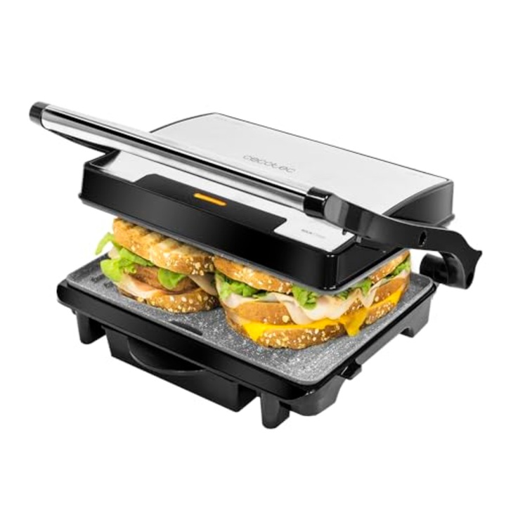 Elektromos grill, Cecotec Rock'N Grill 1500, Rockstone kő, zsírtálca, 1500 W