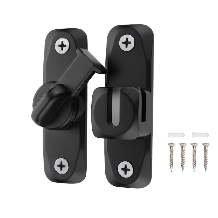 Резе за врата, TREXORA, монтаж без пробиване, конструкция от цинкова сплав, 5.5x5.5x8.5см, черно