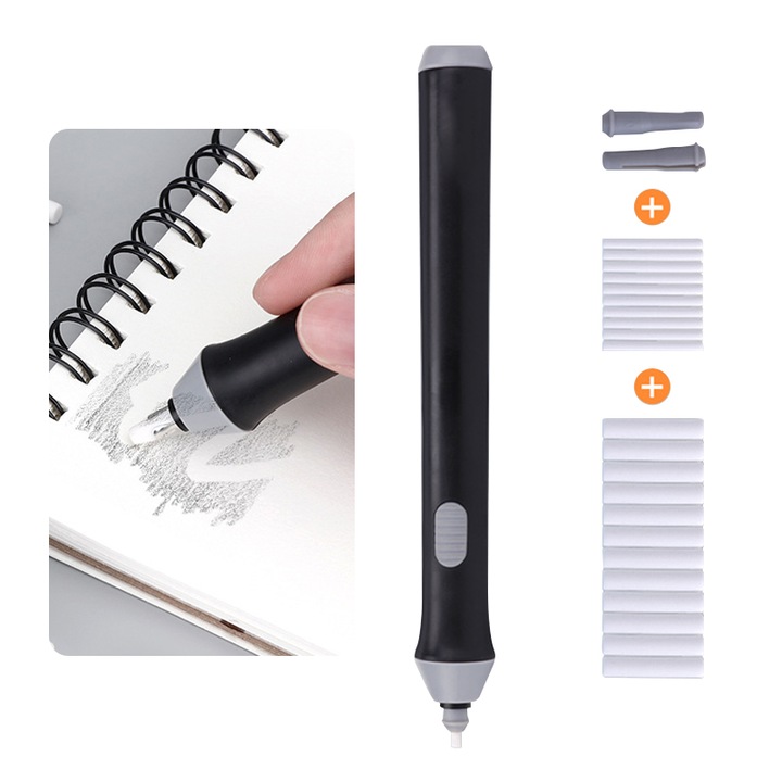 Radiera Electrica, pentru Schite si Arta, Grosime Varf 2.3 mm/5 mm, Baterii 2 x AA, din ABS, Negru