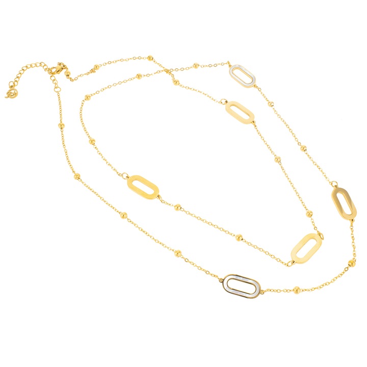 Colier dama, inox, auriu, handmade, lung, 94 cm