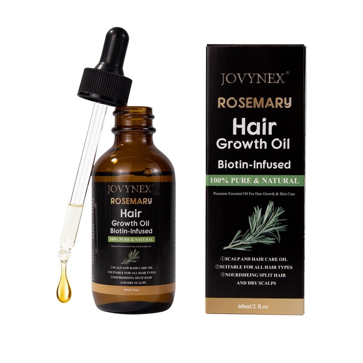 Ulei de rozmarin pentru cresterea parului cu biotina - Ser natural pentru cresterea parului, tratament impotriva caderii si subtierii parului (2 fl.oz)