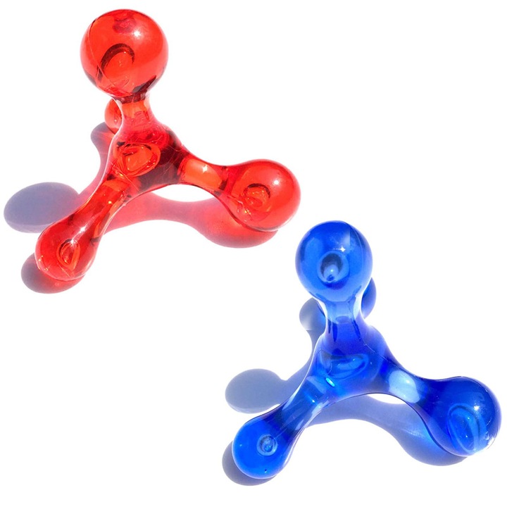 Set 2 aparate masaj manual TREXORA, dublu, compact, albastru si rosu, 10.5x10x9.5cm