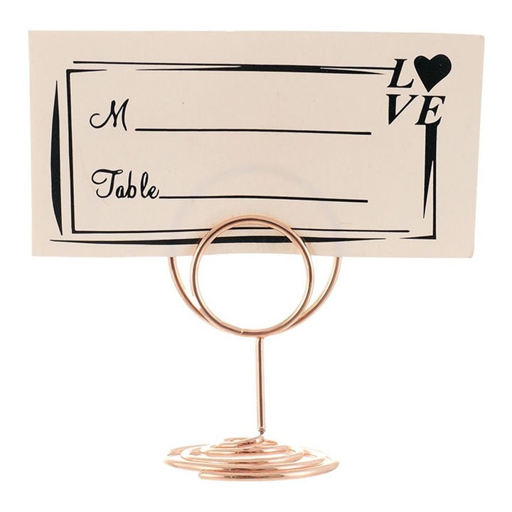 Suport metalic numere de masa si place card - ROTUND - Auriu rose, Createur