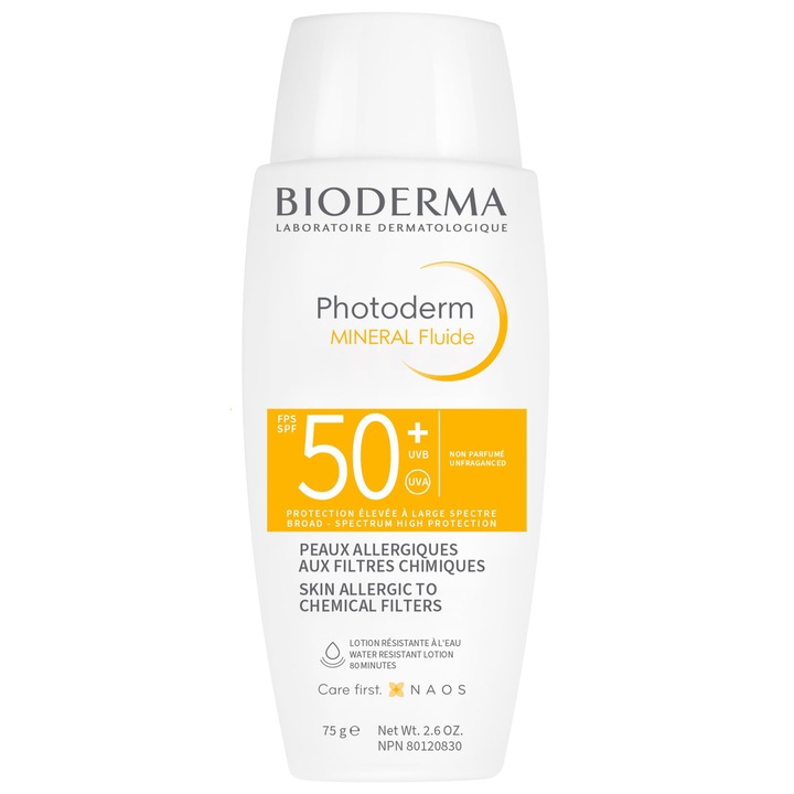 Bioderma Photoderm Fluid Mineral SPF50+ napvédő testápoló, 75g, uniszex