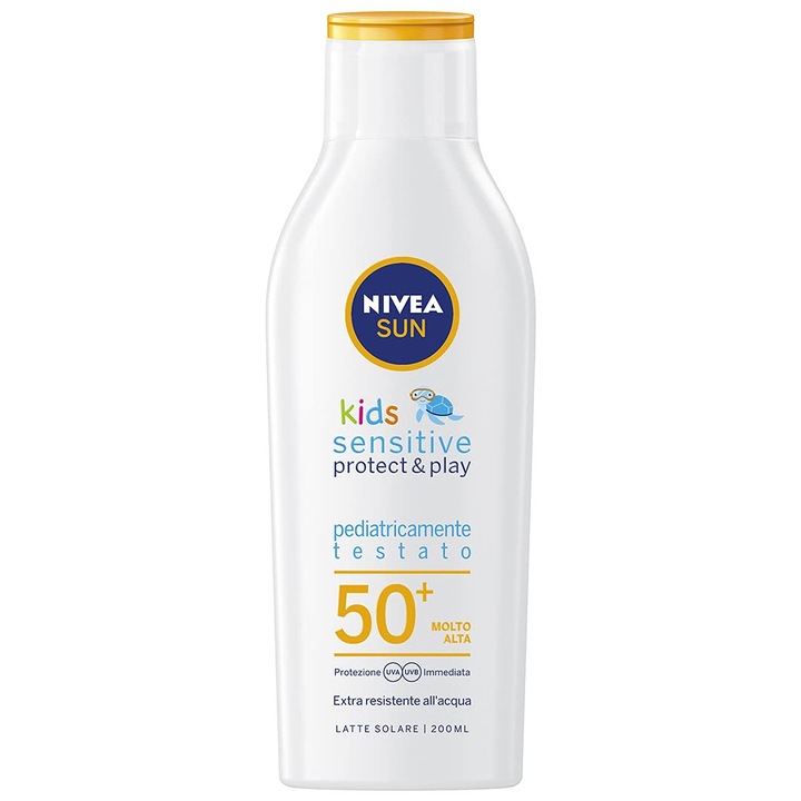 Nivea Sun Kids Sensitive naptej, Fp50+, 200ml, illatmentes, érzékeny bőrű gyermekek számára