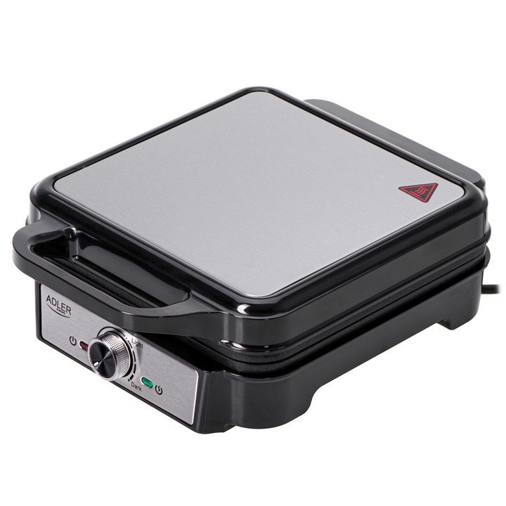 Aparat de facut vafe Adler AD 3083, 1800 W, 4 vafe Negru/Argintiu