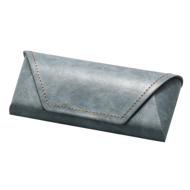 Husa pentru ochelari, din piele, gri, 16.4x6.6x3.8cm