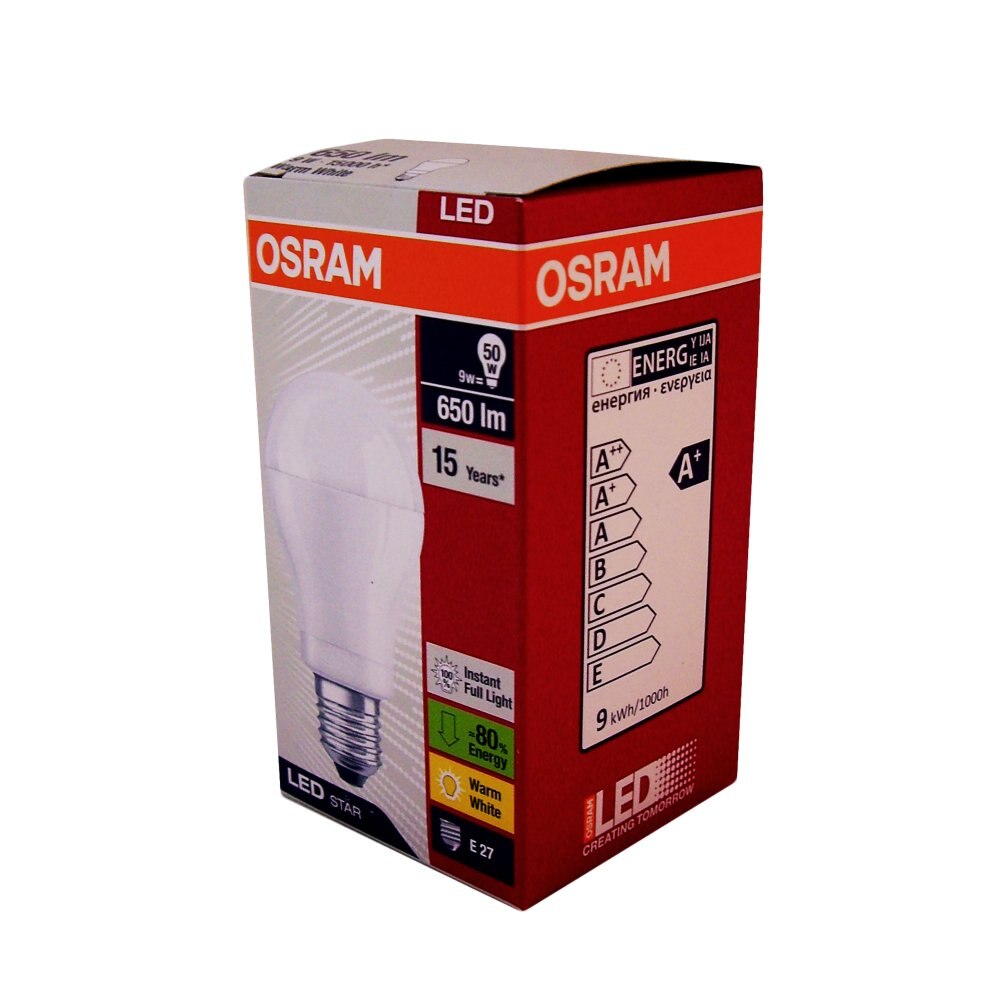 Bec LED OSRAM, forma glob, E27, 9W, 15000 ore, lumina calda
