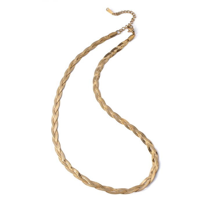 Colier dama, handmade, inox, auriu